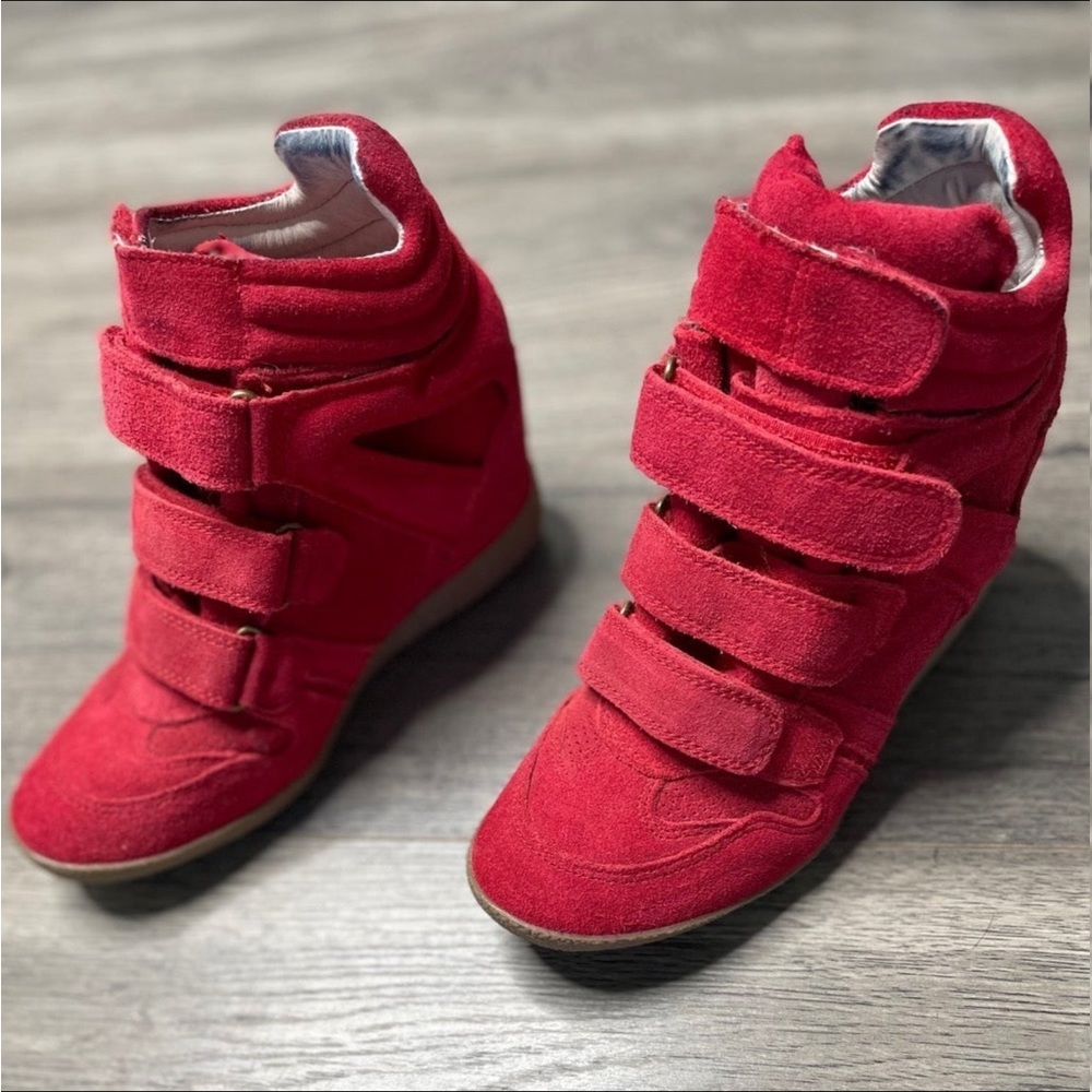 Steve Madden Red “Hilight” Wedge Sneakers